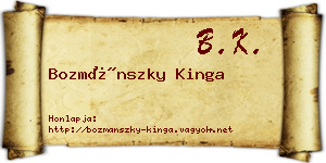 Bozmánszky Kinga névjegykártya